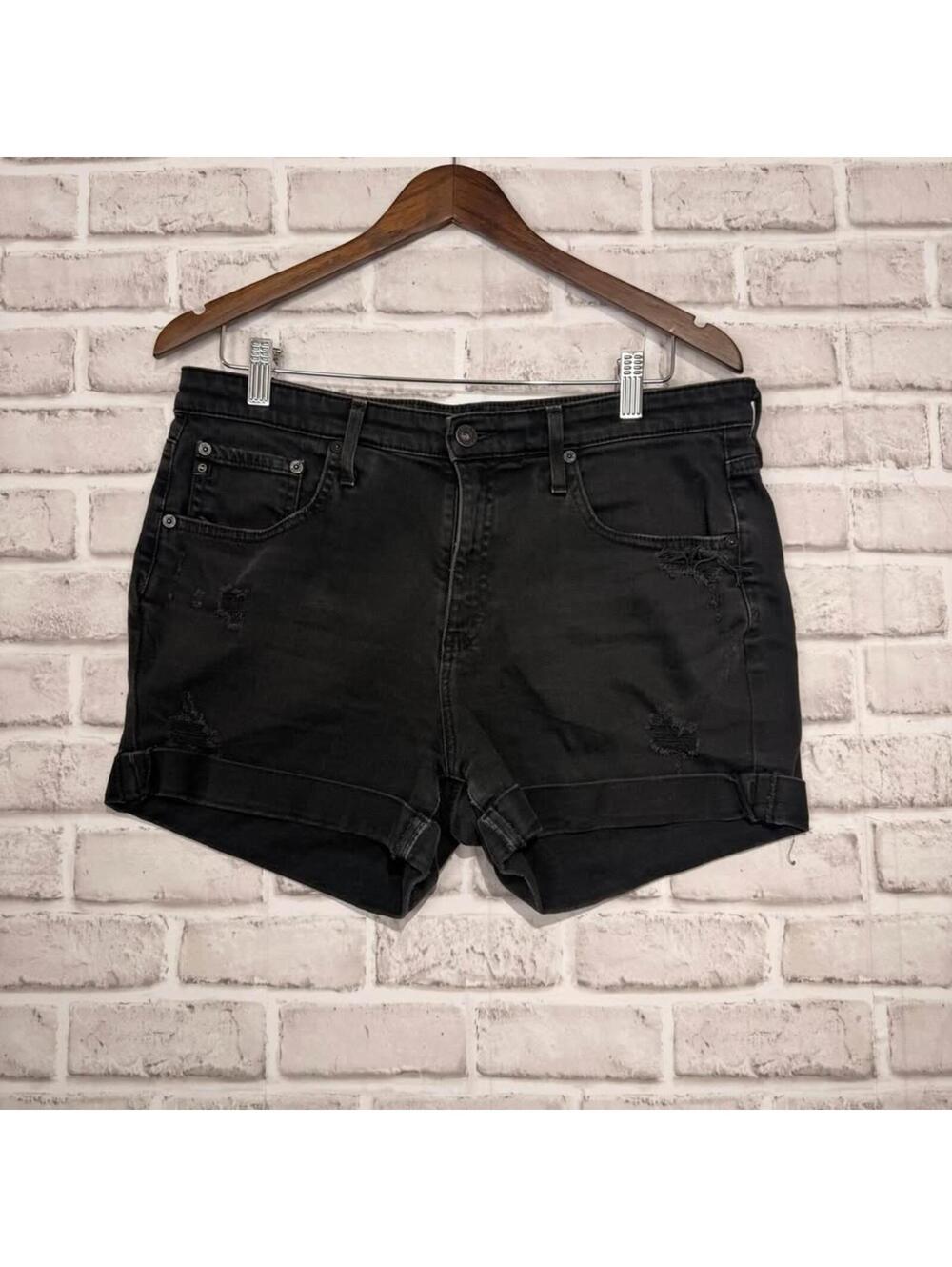 AG The Hailey Ex-boyfriend Roll Up Shorts Black Denim Women's 30R